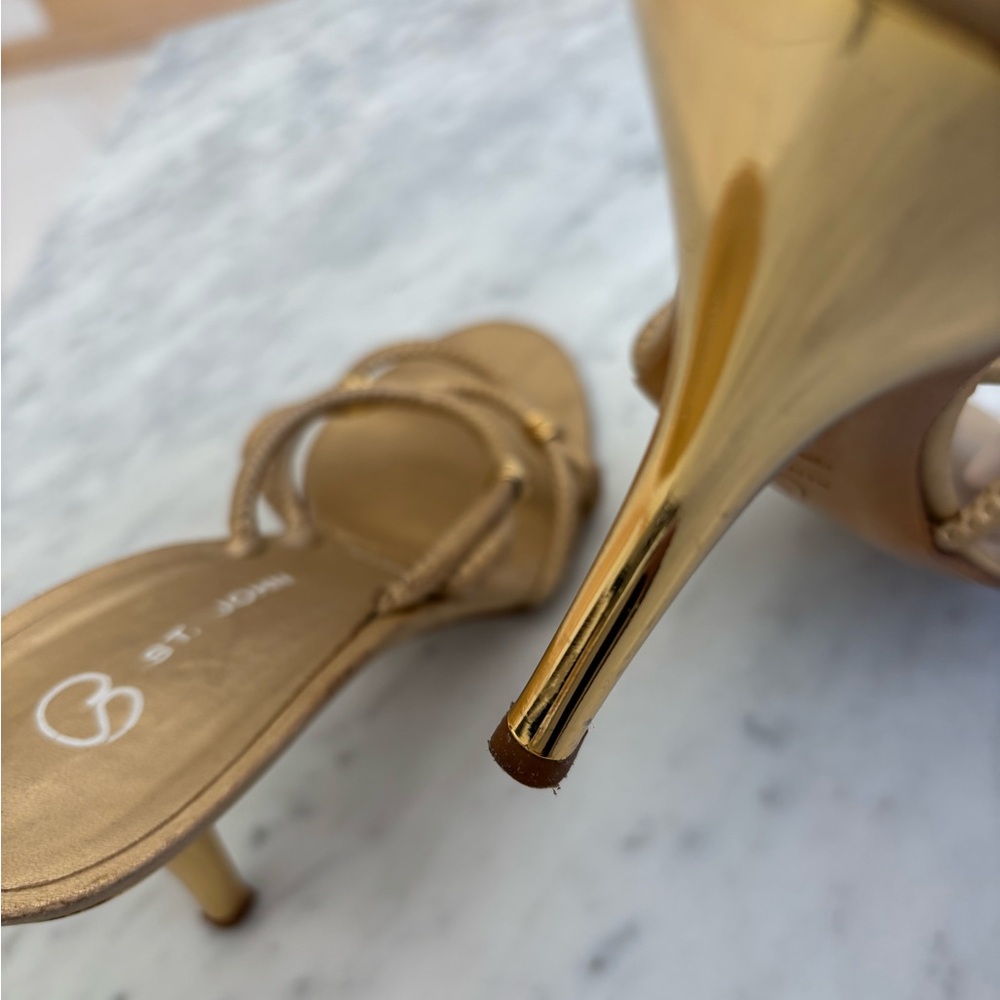 St. John Metallic Gold Women's Sandals - Picture 4 of 9